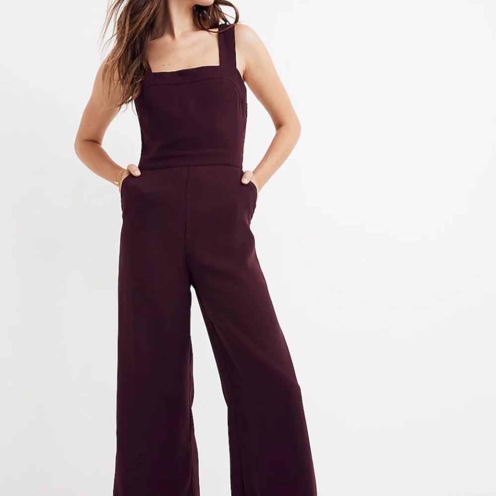 Madwell Wide Leg Apron Bow-Back Jumpsuit **BLACK